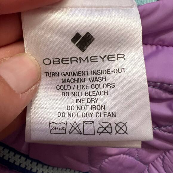 Obermeyer Jacket Girls Kids 5 Floral Purple Reversible Winter Coat - Picture 9 of 9